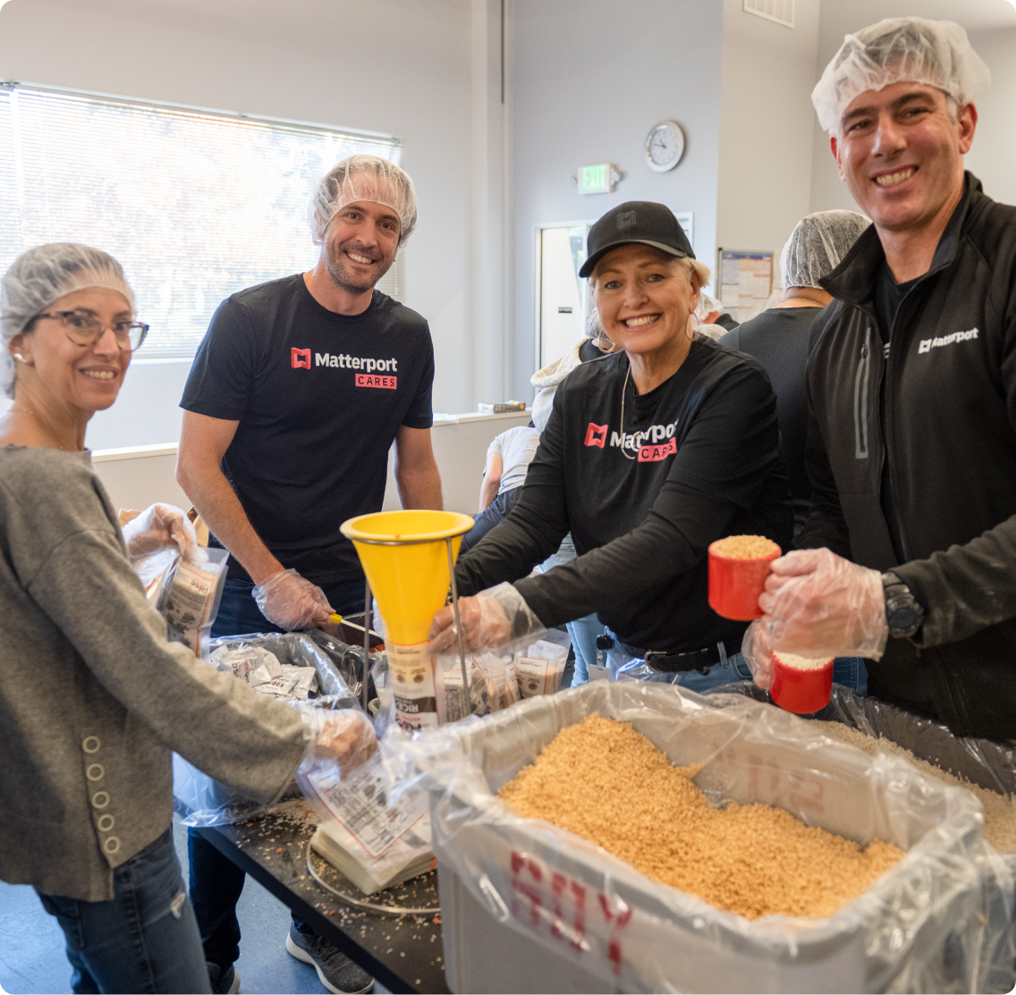 Matterport employees volunteering at a food bank